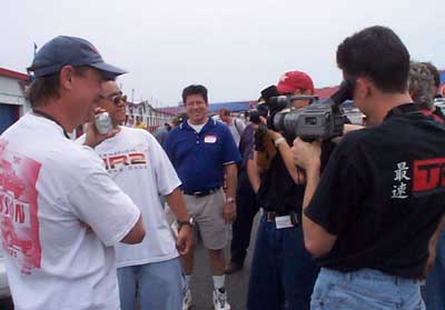 Here Ian Gopez is entering his cars exhaust in the contest (see the picture he's holding and imagine the sound...)